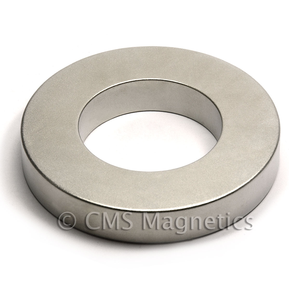 Powerful rare earth ring magnet N42 neodymium 3 x 1/2 inch close-up showing durable coating