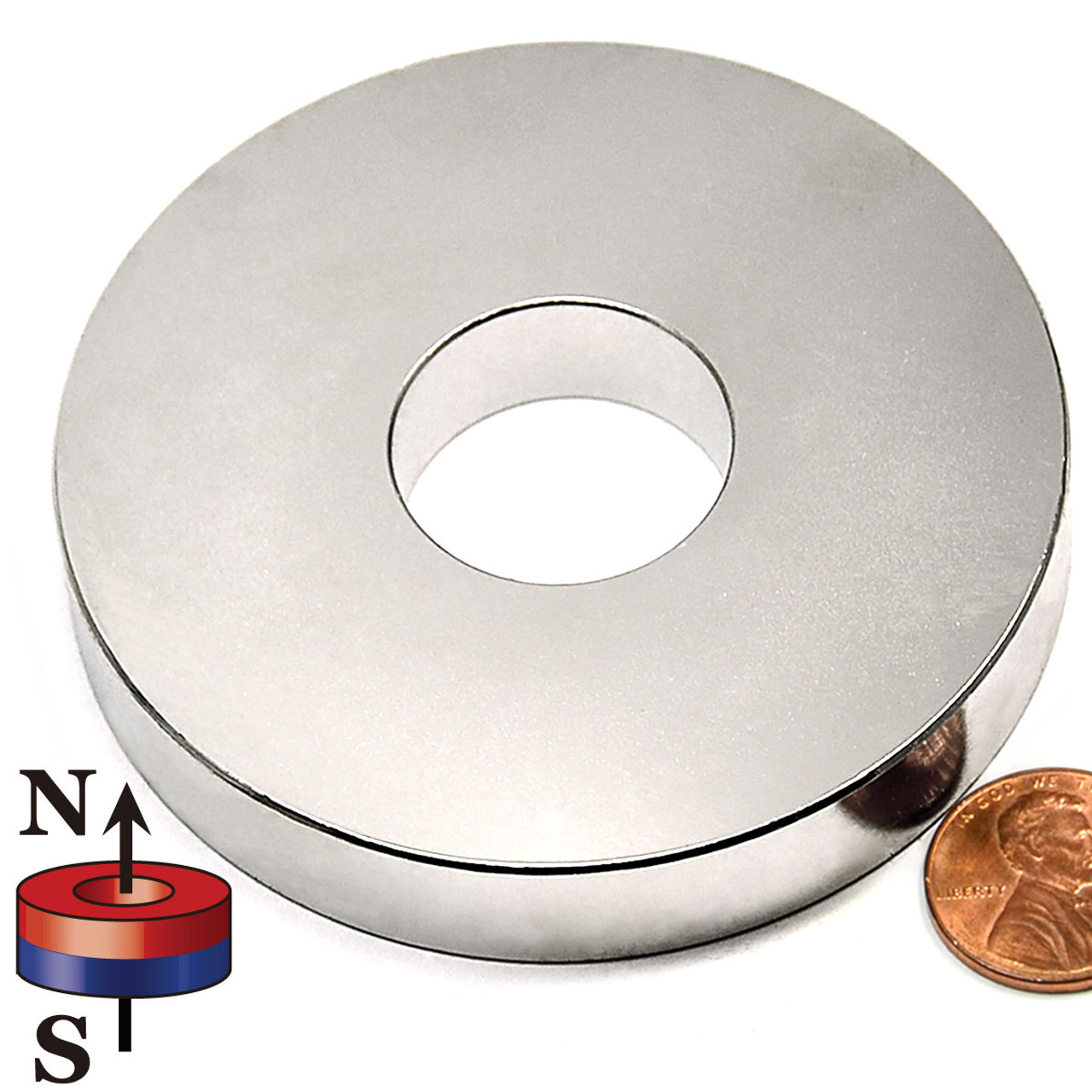 N42 Neodymium Ring Magnets OD 3 x ID 1 x 1/2"
