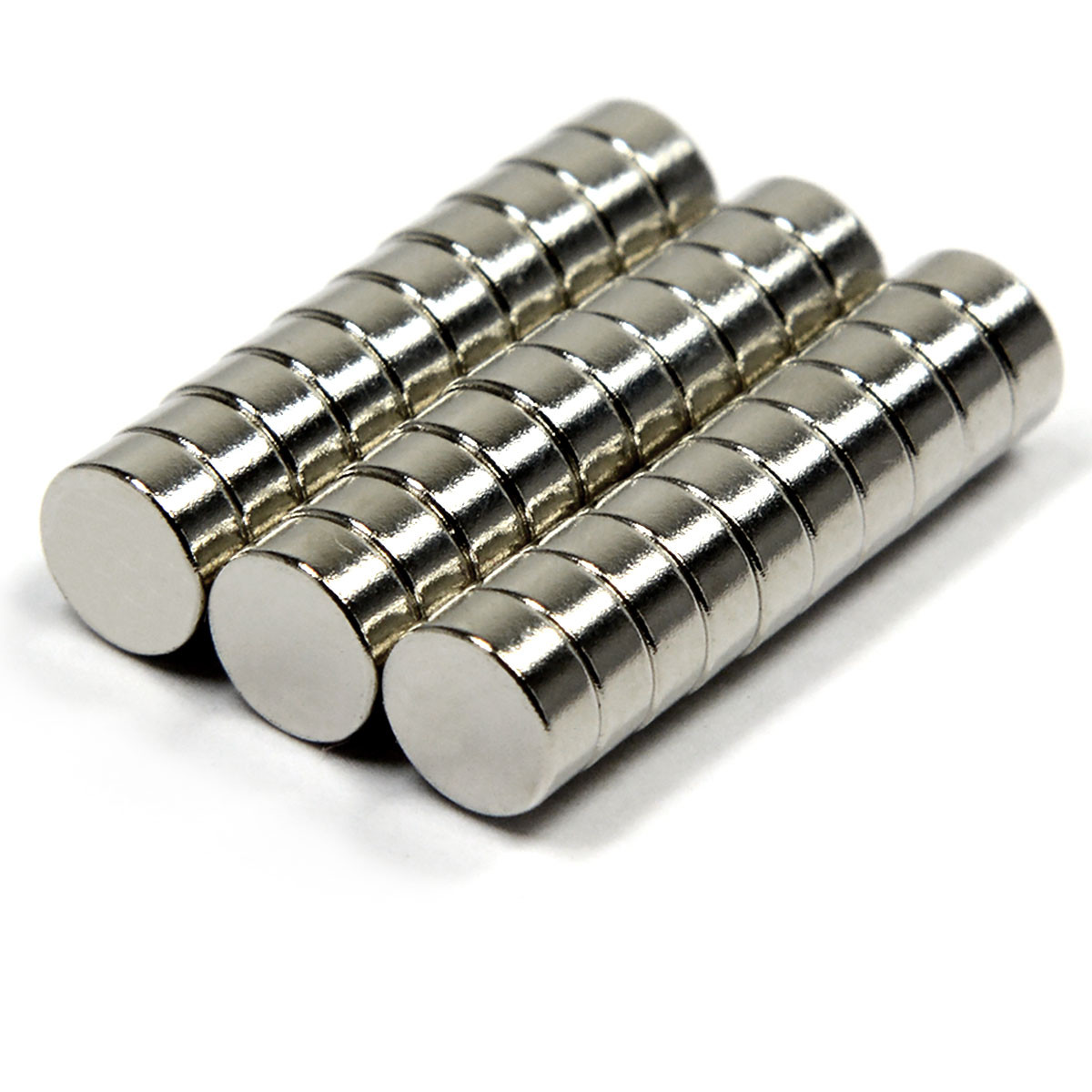 2.2 LB pull strong small disc magnet N42 neodymium rare earth 1/4 x 1/10 inch close-up showing durable coating
