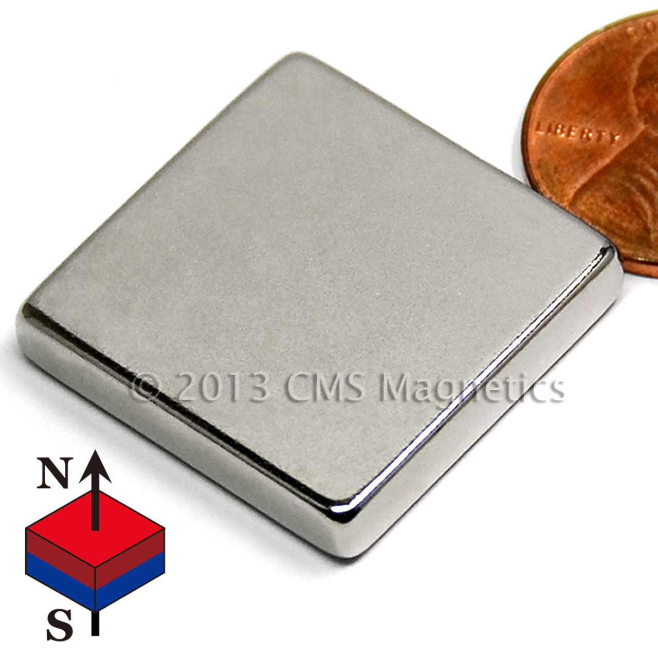 1"x1"x3/16" Neodymium Magnet N45 1"x1"x3/16" Neodymium Rare Earth Block Magnet (NB0189-45NM)