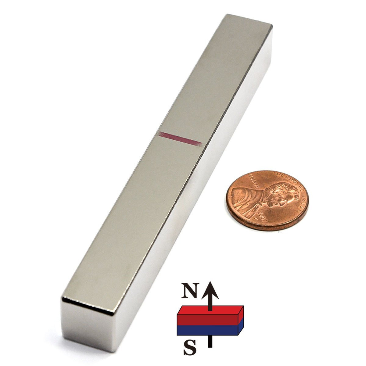 N52 neodymium bar magnet 4x1/2x1/2 inches
