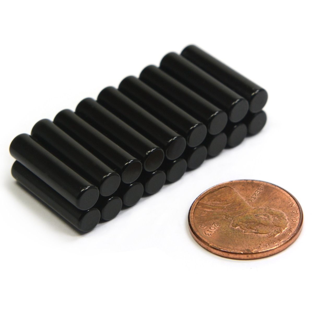 N48 Cylindrical Neodymium Magnet  Dia 3/16x3/4" Diametrically Magnetized EPOXY Coated