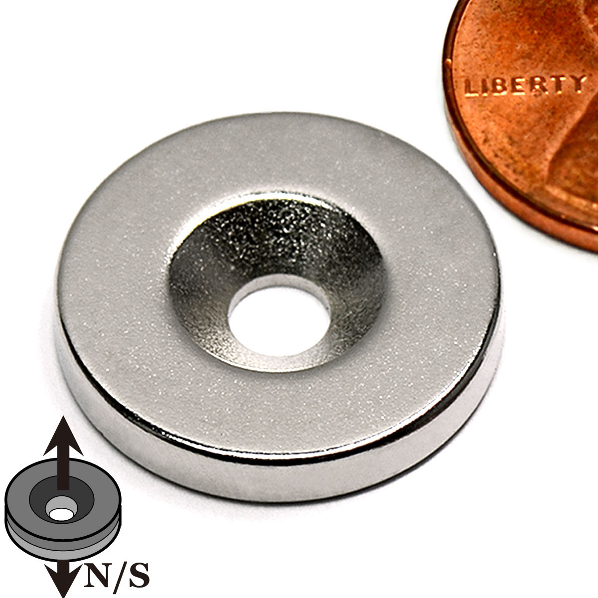 N42 Neodymium Disc Magnet with Countersunk Hole - 3/4x1/8"