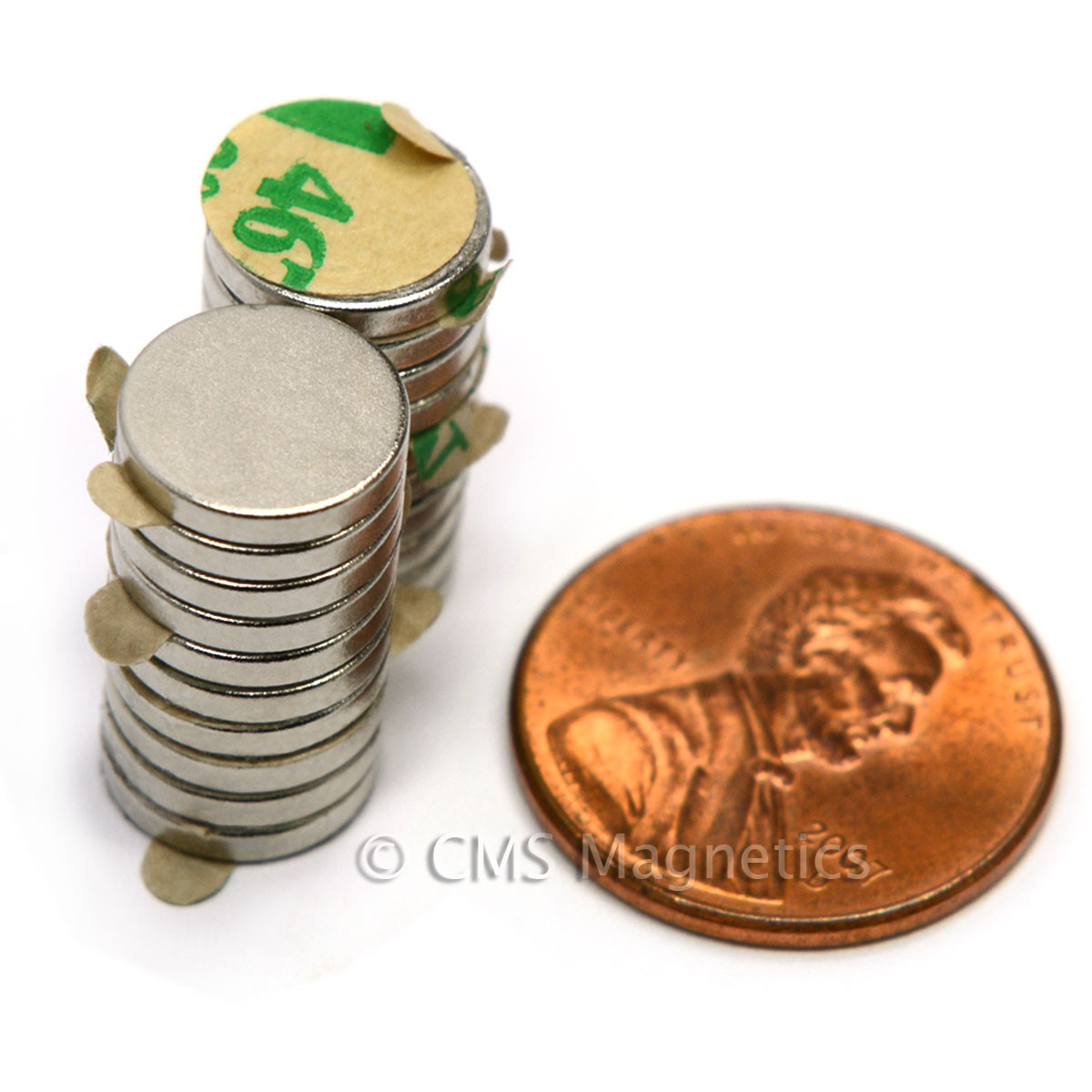 Adhesive Neodymium Magnets N45 Neodymium Disc Magnets 10 mm x 1 mm w/ 3M Adhesive