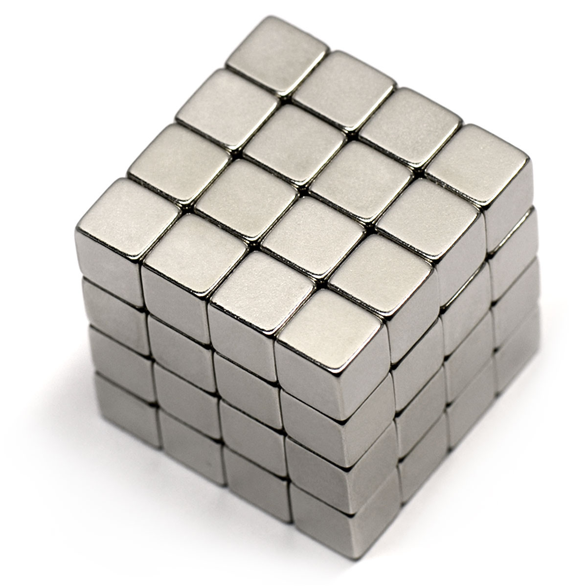 Angled view of N42 Neodymium Cube Magnet demonstrating its strength and design