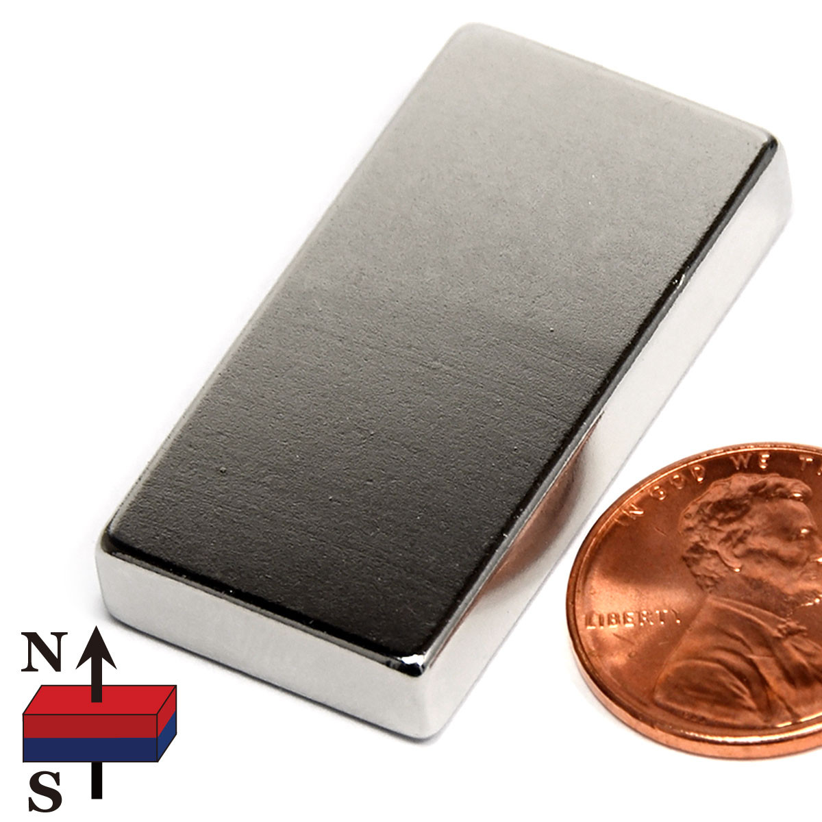 N45 Neodymium Rectangular Magnet 1-1/2x3/4x1/4 - 29 lb Pull Top View