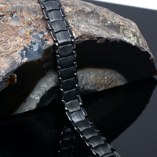 Magnetic Bracelets Men 's Titanium Two-Tone Black A8486