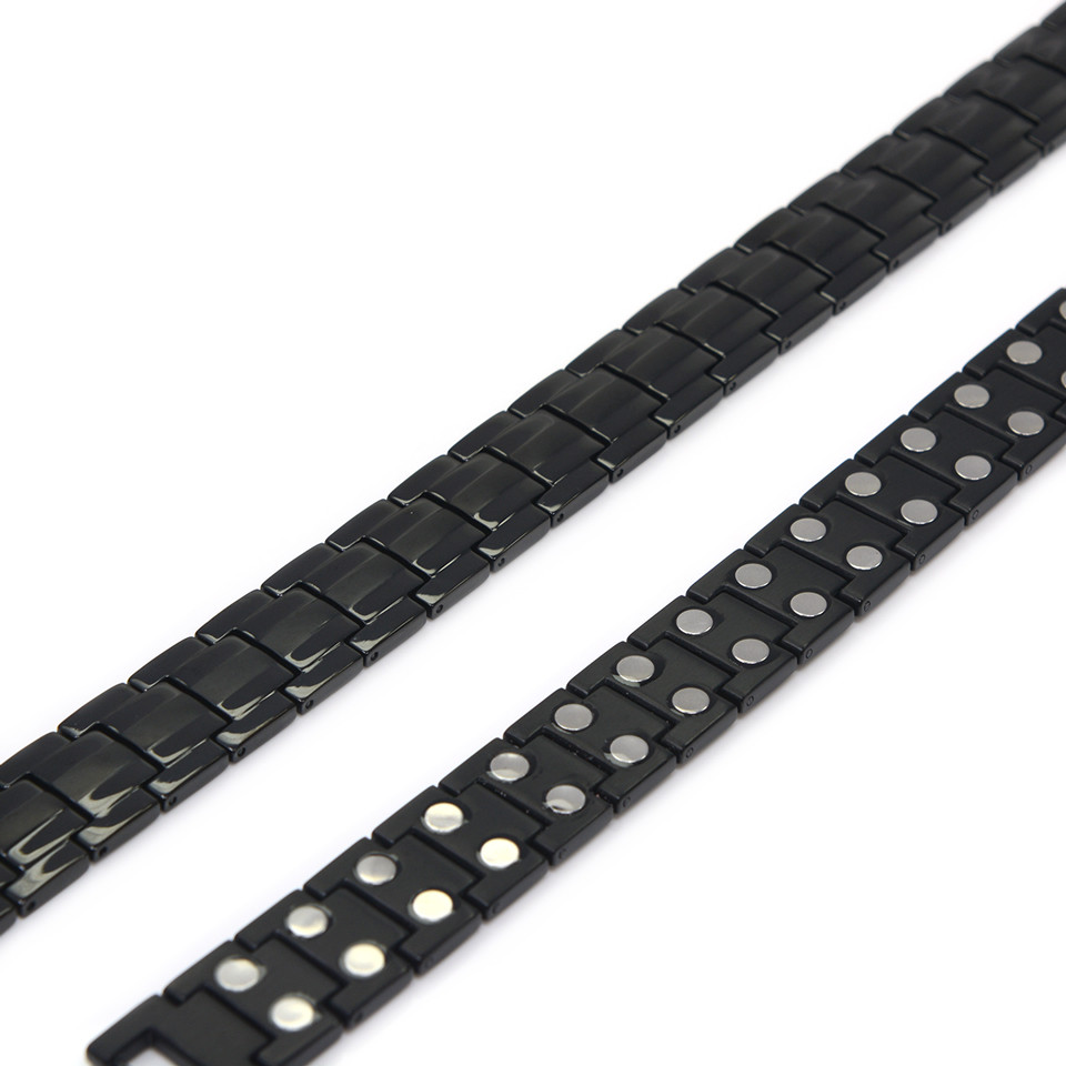 Magnetic Bracelets Men 's Titanium Two-Tone Black A8486 Magnetic Bracelets Men 's Titanium Two-Tone Black A8486