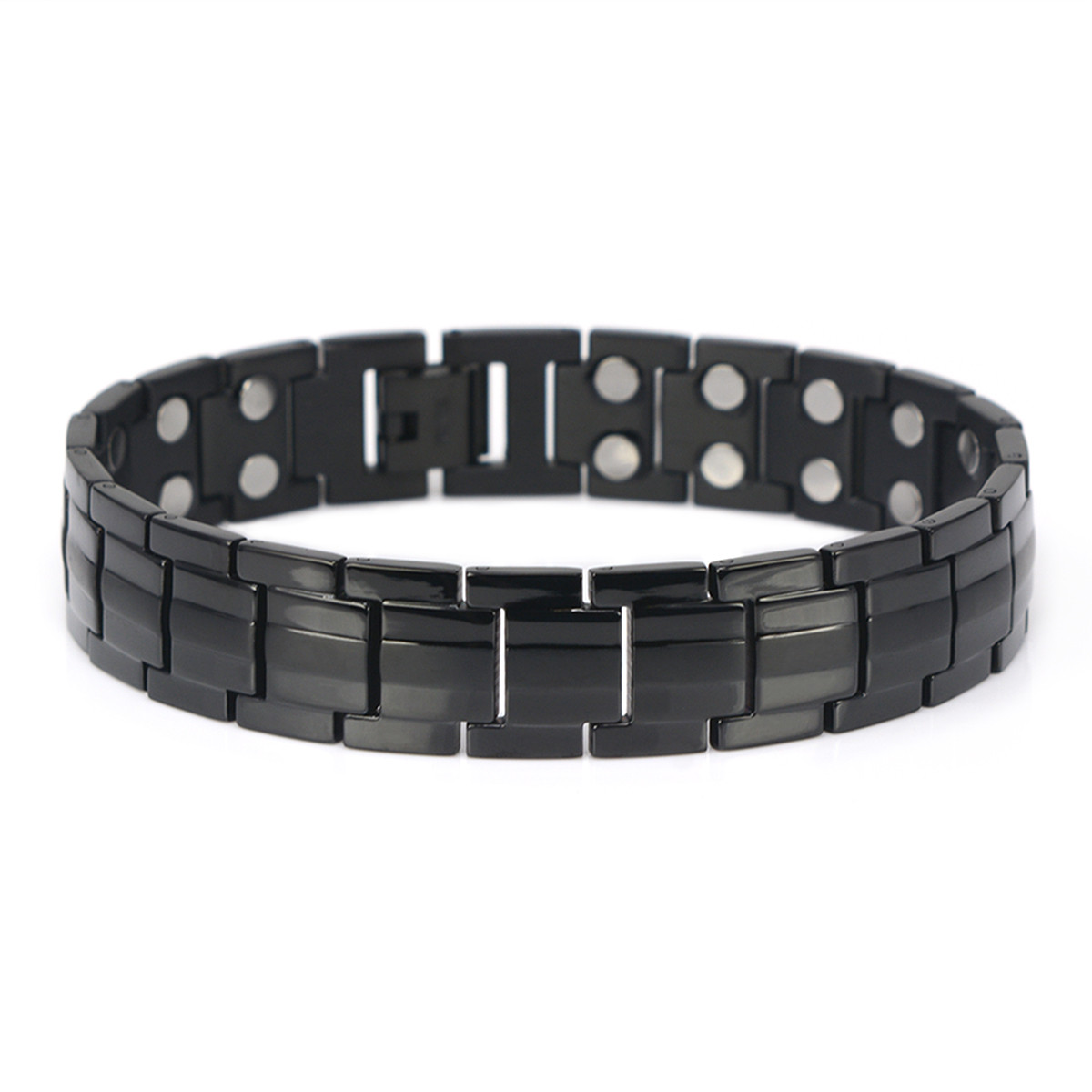 Magnetic Bracelets Men 's Titanium Two-Tone Black A8486