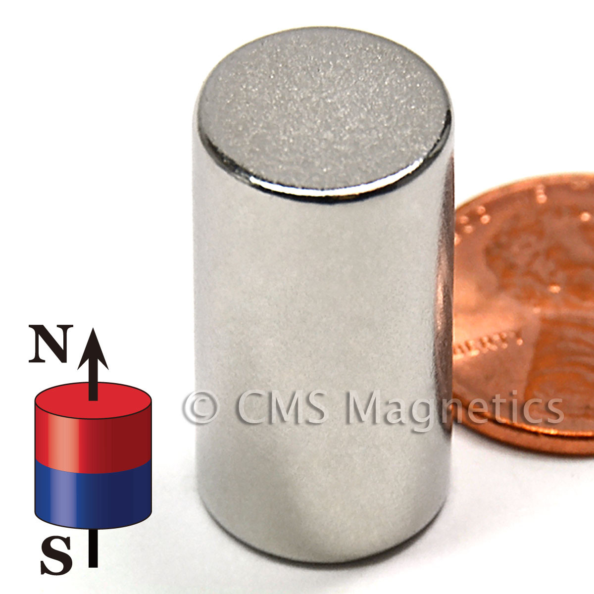 N45 Neodymium Cylinder Magnet - 35 LB Pull, 1/2x1 Inch High-Power