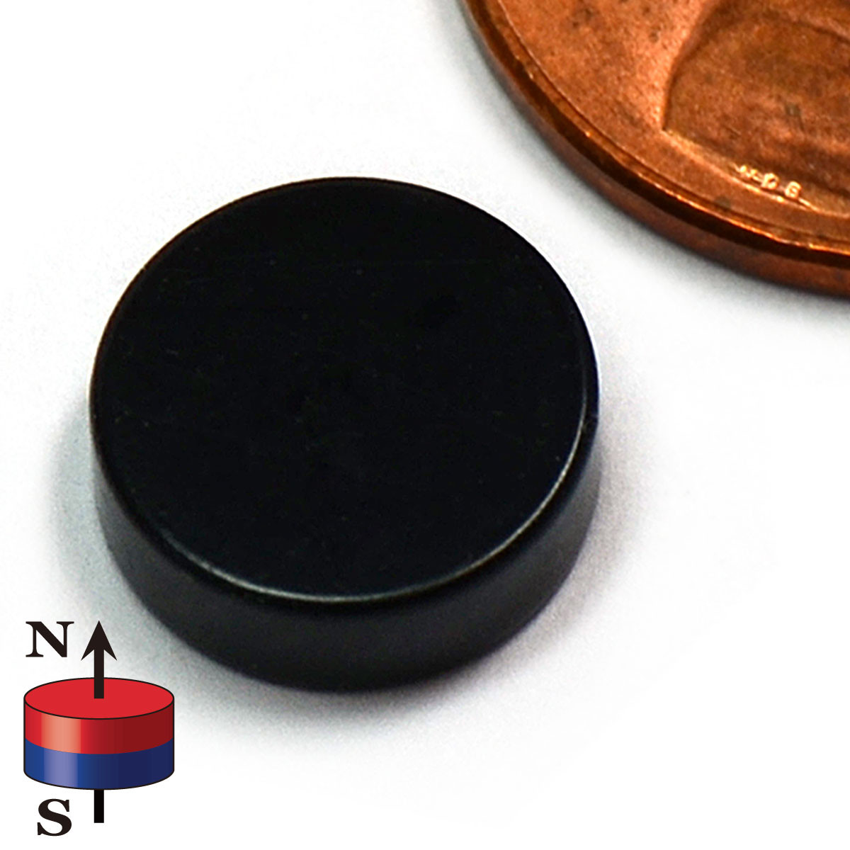 N45 Neodymium Disc Magnet 3/8x1/8 Inch Epoxy Coated - Top View