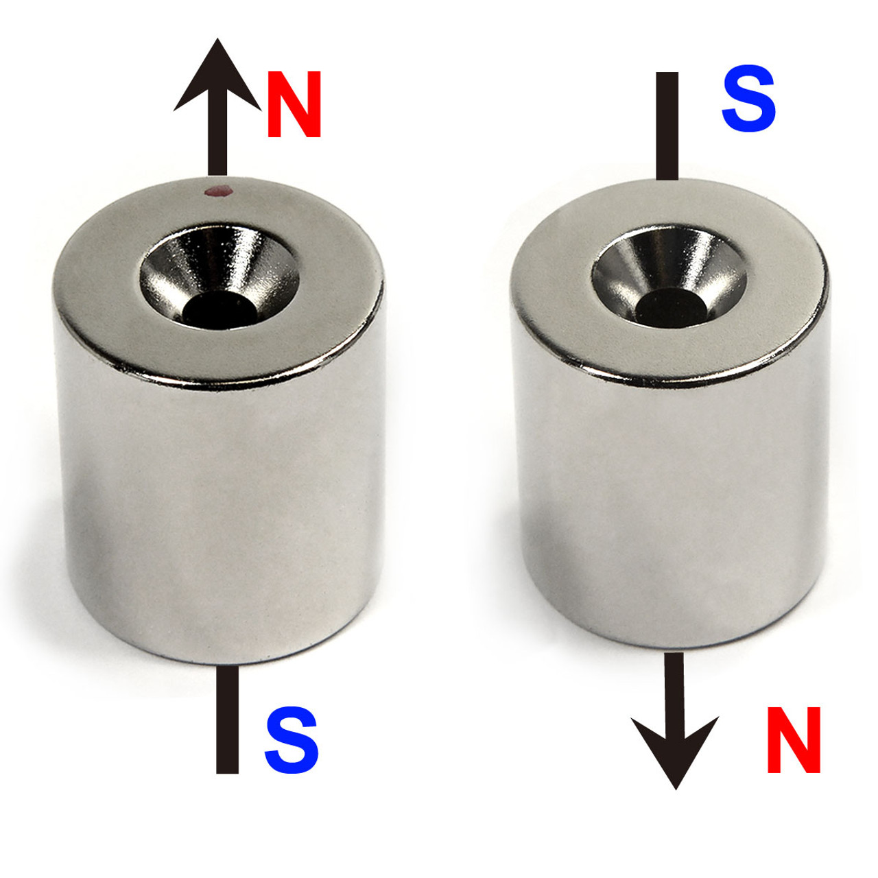 N42 72 LB Pull Dia 7/8x1" Neodymium Cylindrical Magnet with #10 Countersunk Hole on Both Sides
