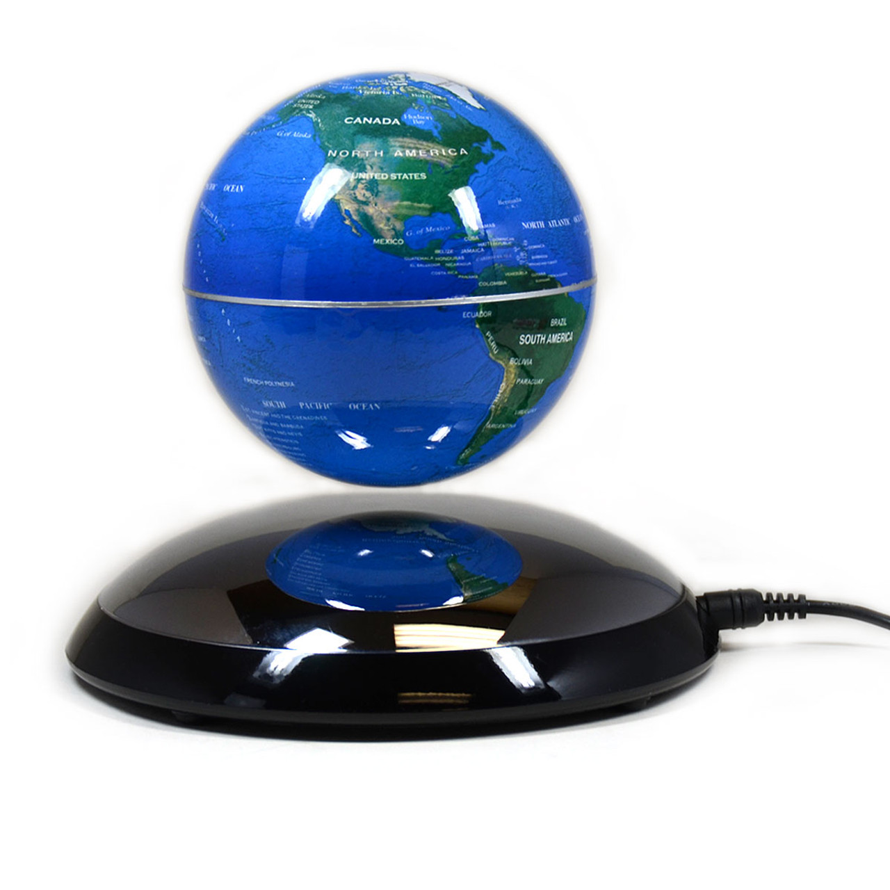 Magnetic Levitation Silver Base Blue Globe