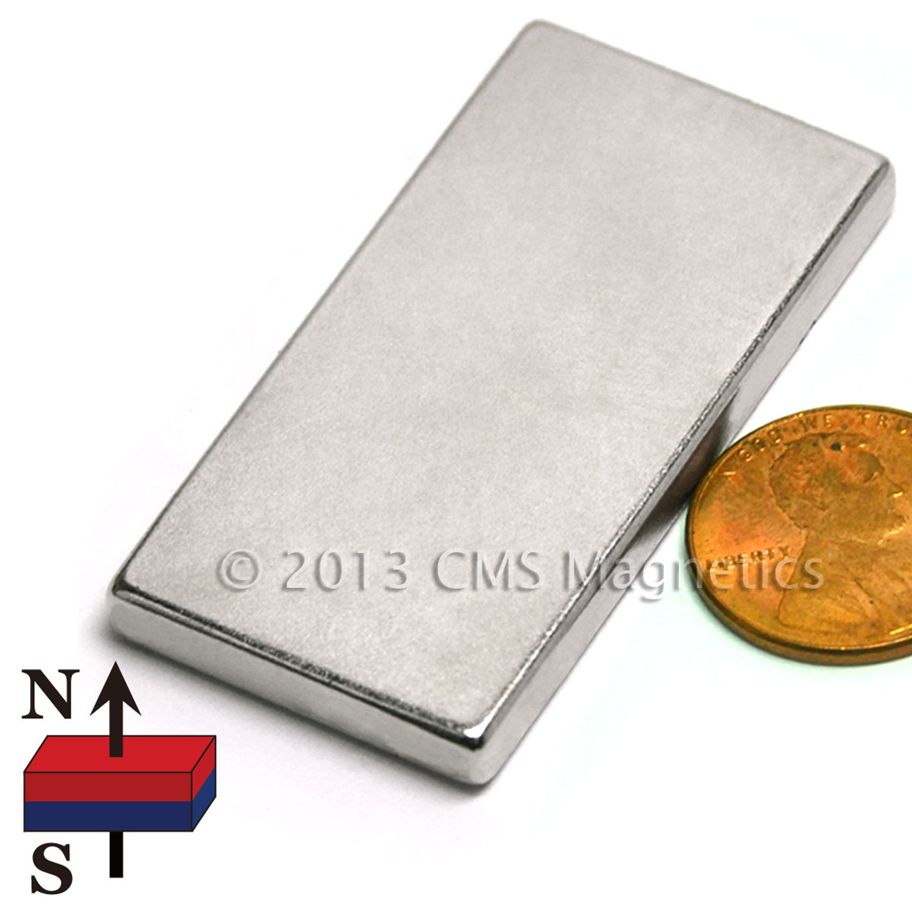 Strong N45 block magnet with dual holes, nickel coated, 28 lb pull
