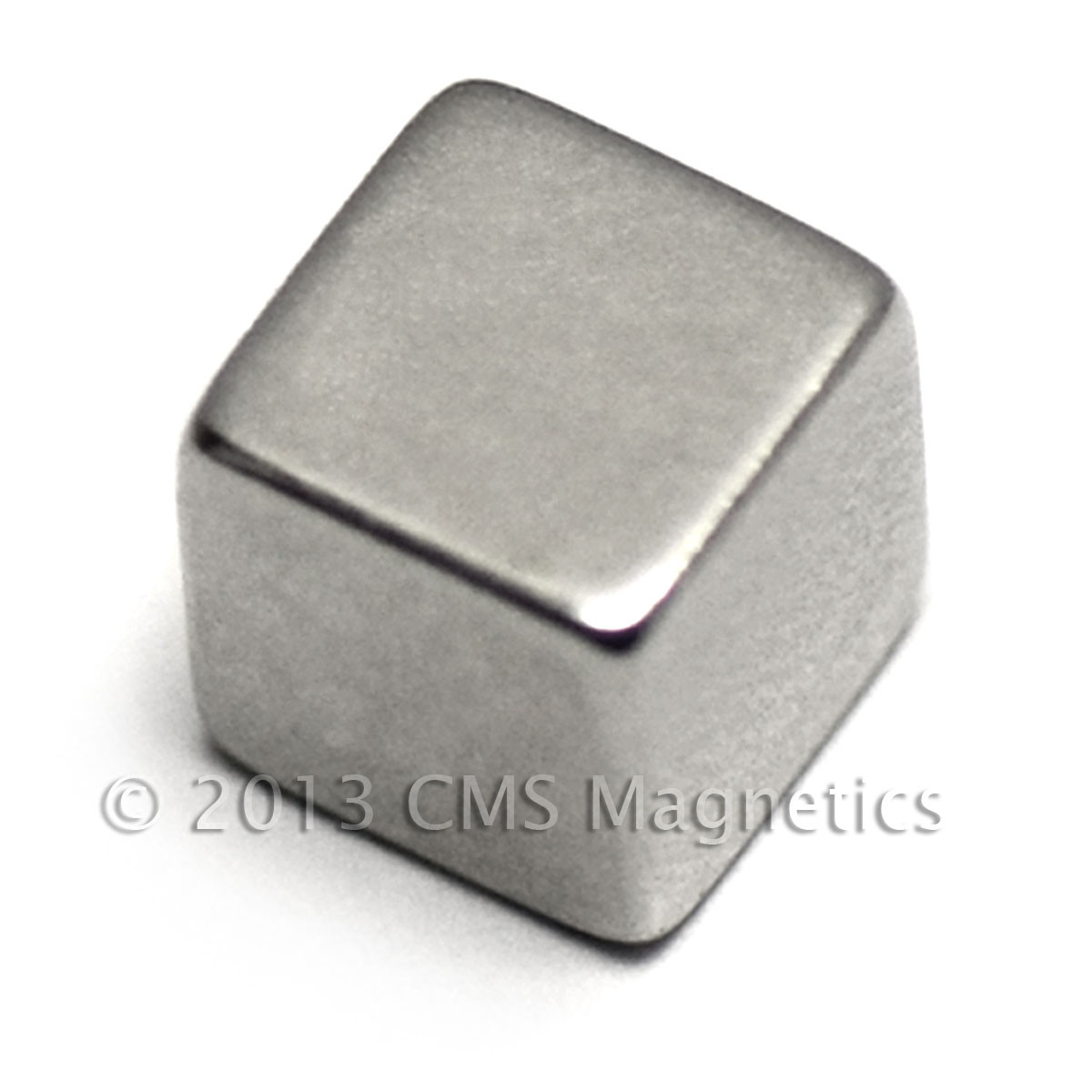 Side view of N52 Neodymium Cube Magnet showing its compact 1/4" dimensions