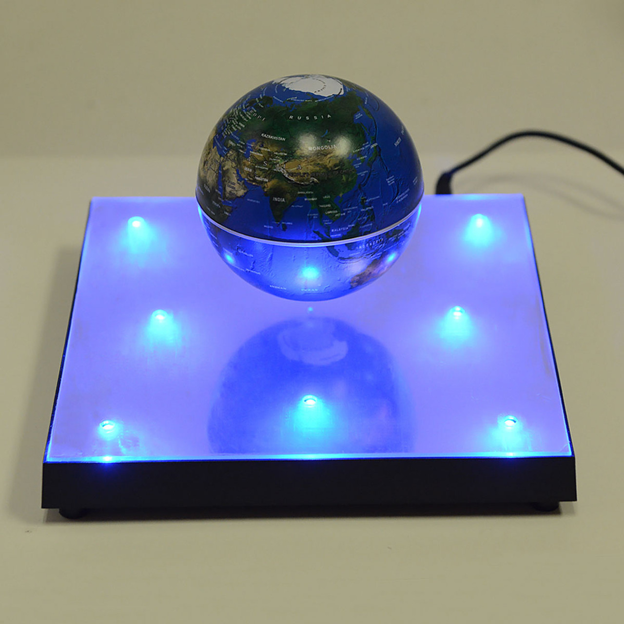 Magnetic Levitation Silver Base Blue Globe