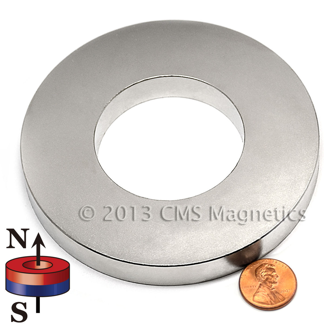 x 1/8" Hole x 1/4" N38 Small & Strong Magnetic Neodymium Ring Magnets 1/2" Dia 