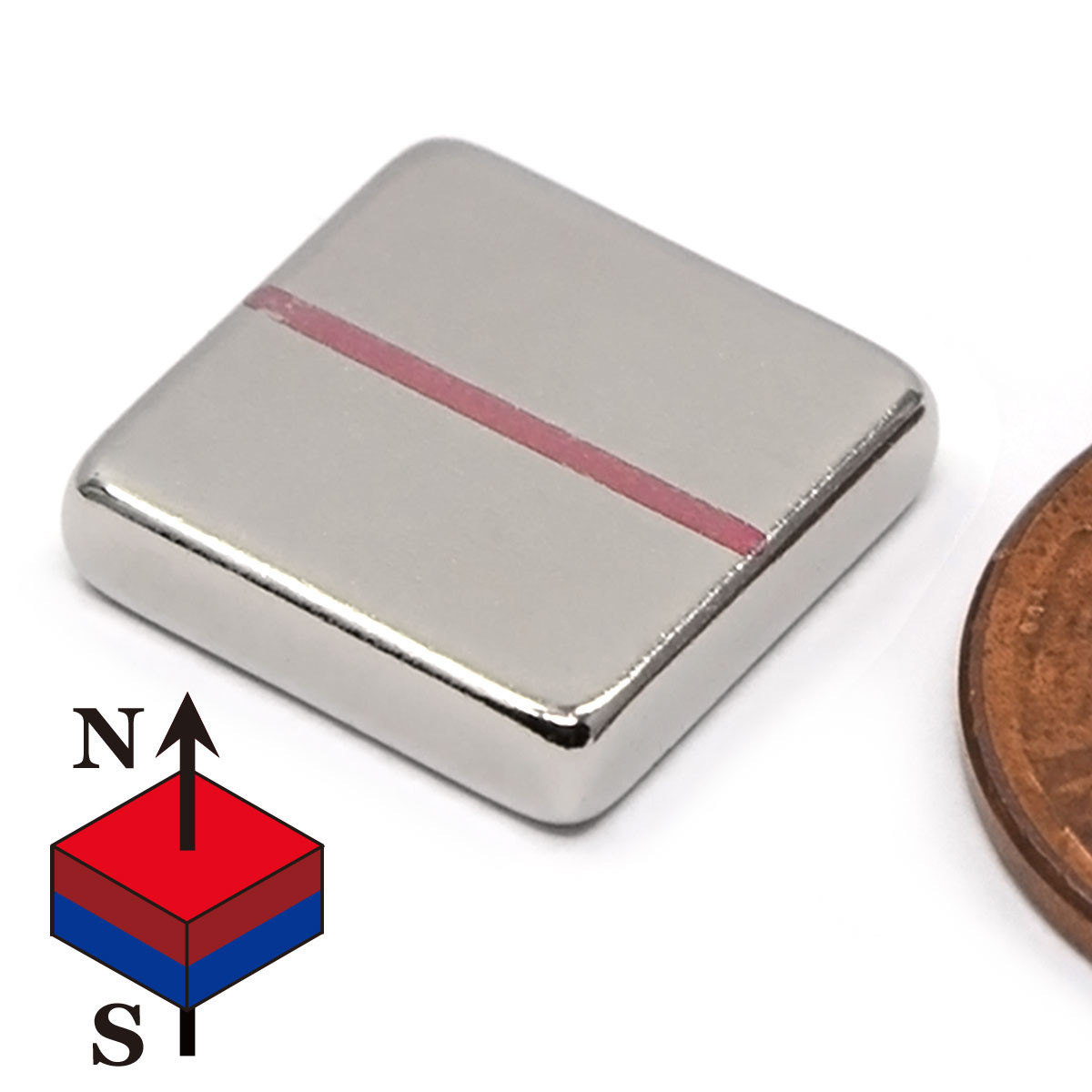 N52 Neodymium Block 7.5 LB Pull 1/2x1/2x1/8 Inch High