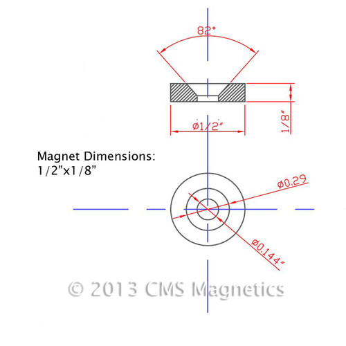 Detailed Dimensions of N45 1.2x1/8 Neodymium Disc Magnet