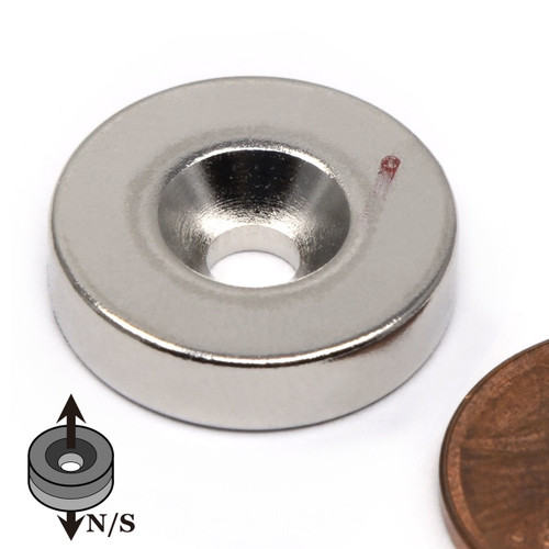 N42 neodymium disc magnet with countersunk hole for secure mounting