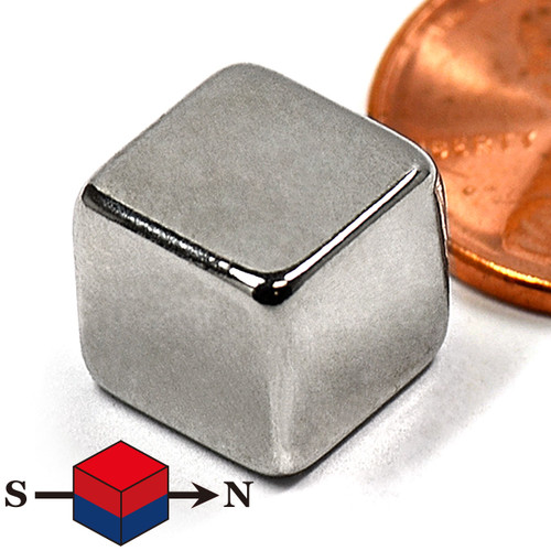 N42 Neodymium Cube Magnet - 3/16 in. x 3/16 in. x 3/16 in. thick - 2.2lbs  Pull