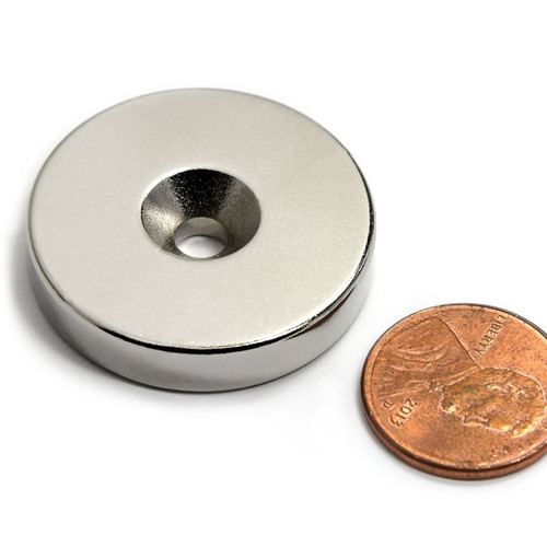 Neodymium Rare Earth Disc Magnet N52 1.26" x 1/4"w/ #10 Countersink| CMS Magnetics