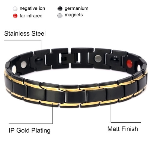 Magnetic bracelet jewelry Novoa Men's  Stainless  Gold Accents  B422JD