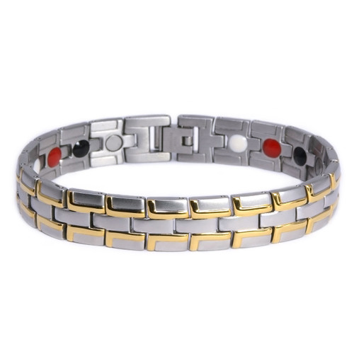 <img src="mens  magnet bracelet .png" alt="casual magnetic therapy jewelry  strong  side  view    Magnetic Bracelet Novoa Men's Quad-Element Satin Stainless  B072J     ">