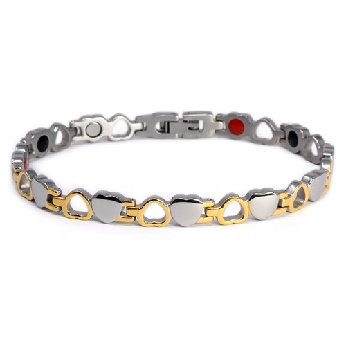 <img src=" womens  magnet bracelet .png" alt="casual magnetic therapy jewelry  top view Magnetic bracelet Novoa Women 's Quad-Element 12,800 Gauss Magnetic bracelet Novoa Women 's Quad-Element Titanium Heart Magnetic Bracelet - B185J">