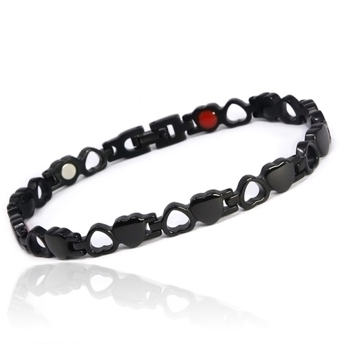 <img src=" womens magnet bracelet .png" alt="casual magnetic therapy jewelry  side view Magnetic bracelet Novoa Women 's Quad-Element 12,800 Gauss B185QD ">