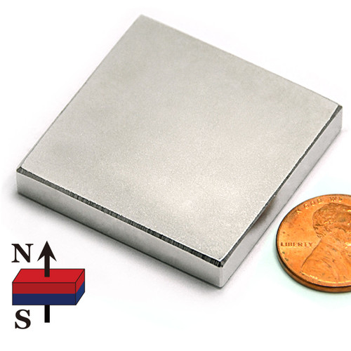 N45 Neodymium Block Magnet 1 1/2x1 1/2x1/4" 40 LB