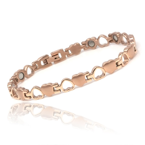 <img src=" womens  stainless & gold color magnetic bracelet .png" alt="casual magnetic therapy jewelry   side view Magnetic  bracelet Jewelry Novoa Women 's  Rose Gold  B185QM-0">