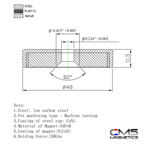 Print of the robust design of neodymium pot magnets