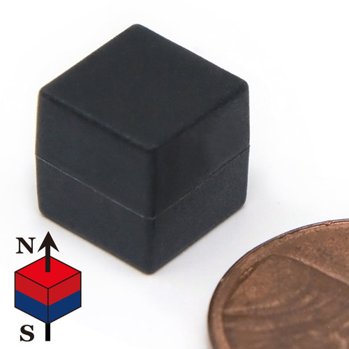 Neodymium Cube Magnet N52 3/8" Plastic Coated