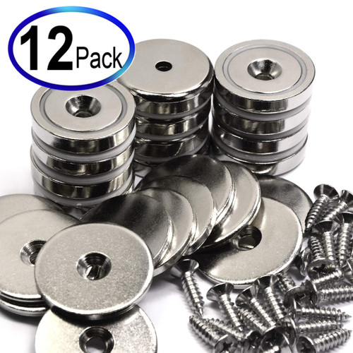 Neodymium Cup Magnets with 88 LBS Pulling Power 12 Count Super Value Pack Each