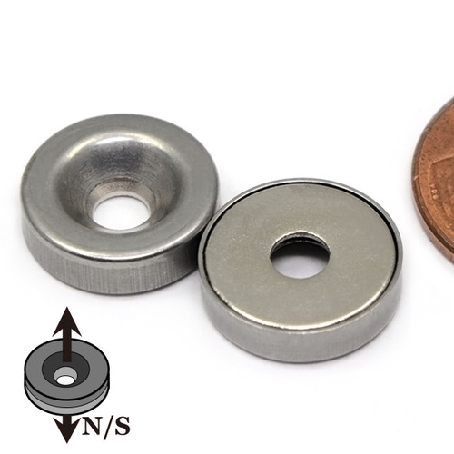 N52 Disc Magnet 1/2x1/8 with Countersunk Holes