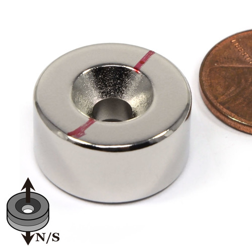 3/4x3/8" Neodymium Disc Magnet w/ #8 Countersink on Both Sides