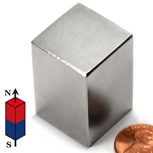 N42 Neodymium Block Magnet 1x1x1.5 Inch with 136 LB Pull