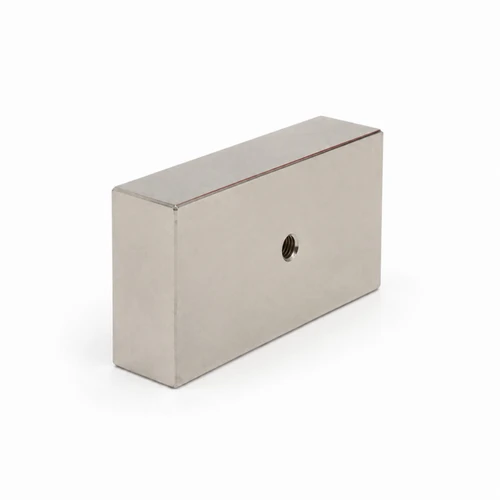 N42 Neodymium Block Magnet 3x1.5x3/4" 165 LB Pull w/  One #10 Countersunk Hole
