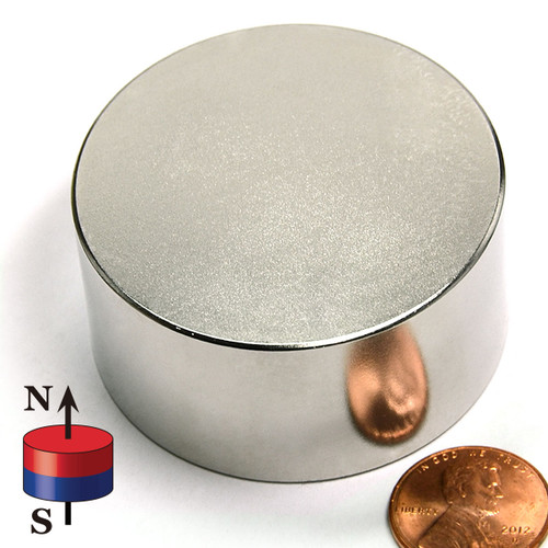 N42 Neodymium Magnet Disc 2x1 inch with 180 lb pull-force