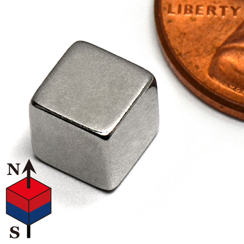 N45 Neodymium Cube Magnet - 1/4" Cube with 6.6 lb Pull Force