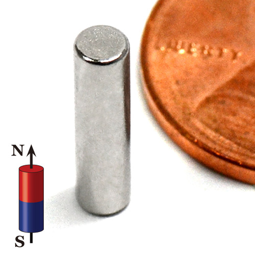 N45 neodymium cylinder magnet 1/8x1/2 high-grade rare earth magnet for industrial personal use NiCuNi coated for durability
