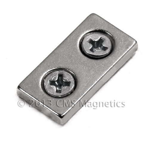 N42 Neodymium Block Magnet 1"x1/2"x1/8" with Countersunk Holes