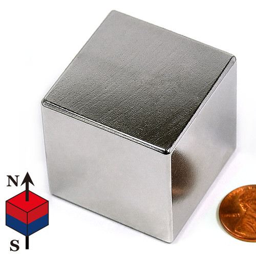N42 Neodymium Cube Magnet - 1-1/2" Super Strong Rare Earth Design