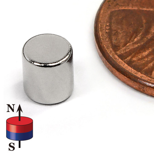 N45 Neodymium Cylinder Magnet 3/16" Diameter x 2/10"