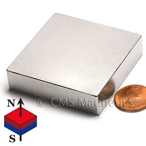 Neodymium Rare Earth Block N50 2"x2"x1/2"