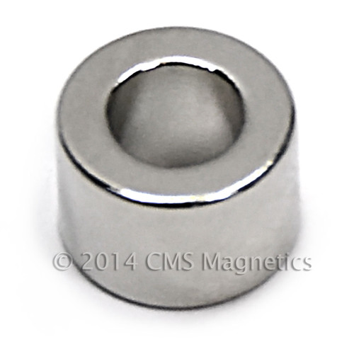 N45 Neodymium Ring Magnet - 7.5 LB Pull Force - OD 1/4 x ID 1/8 x 1/2  High-Power NdFeB Magnet