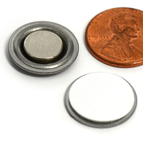 100 Set Button Magnets w/ Adhesive Strikers Made of Neodymium Magnets and  Stainless Steel