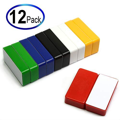 12 Pack Assorted Color Domino Magnets - 4lb Hold, 2x1x0.45