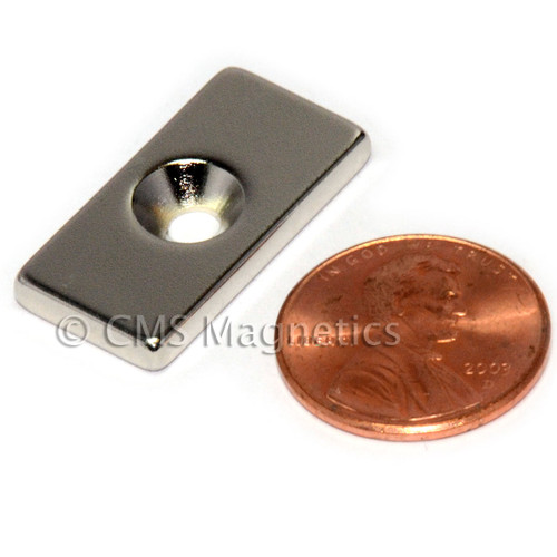 Neodymium Magnets EPOXY N42 2x1x1/2" coated w 1/8" Counter Sunk Hole 2 PC North 